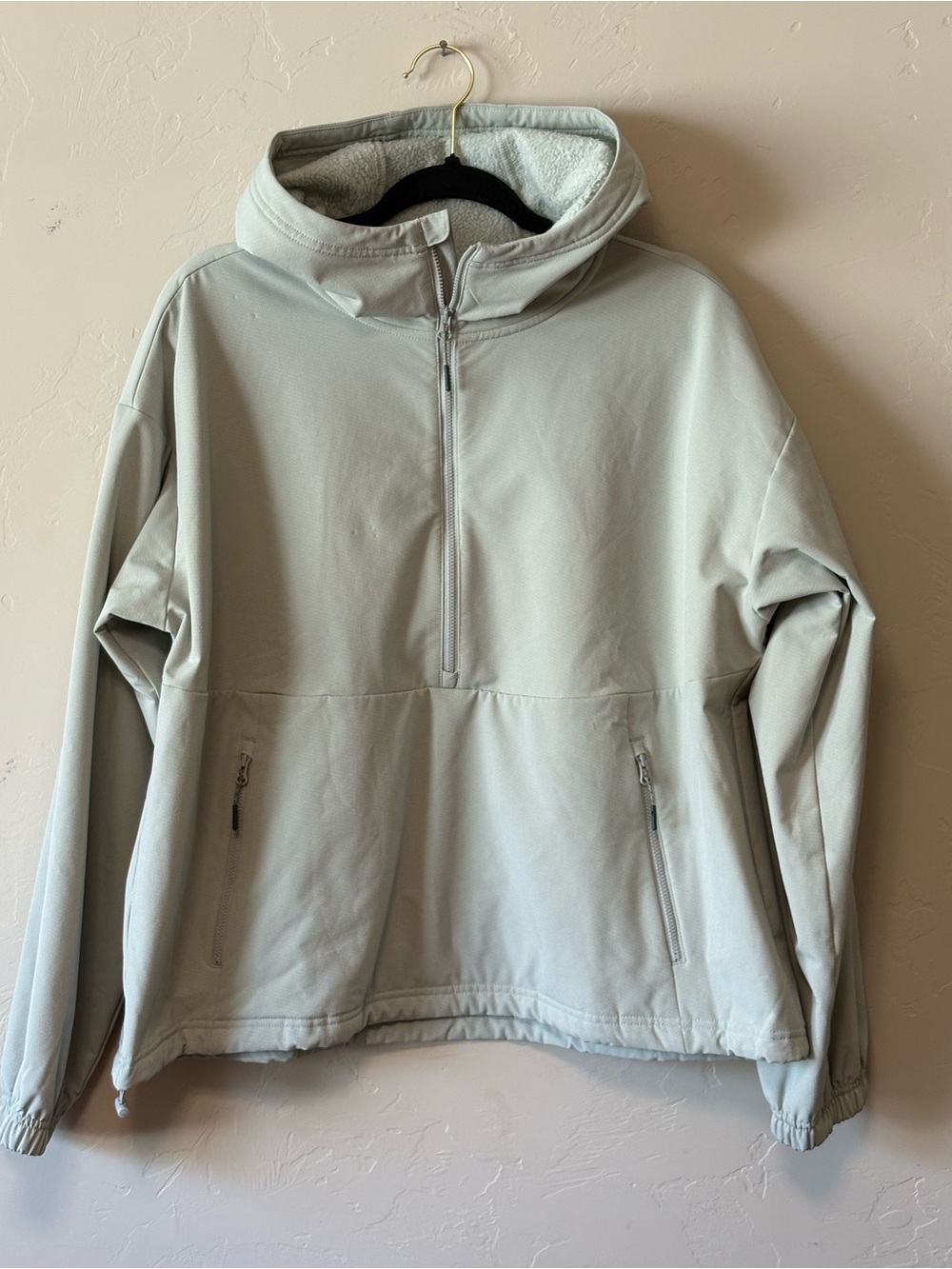 Women’s Eddie Bauer Half-Zip Hooded Pullover Softshell Jacket XL SAGE Hooded
